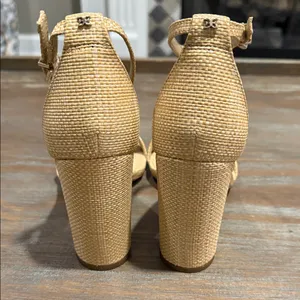 Sam‎ Edelman Yaro Block Heel Sandals 9.5W New Nude Raffia Textured thumbnail 8