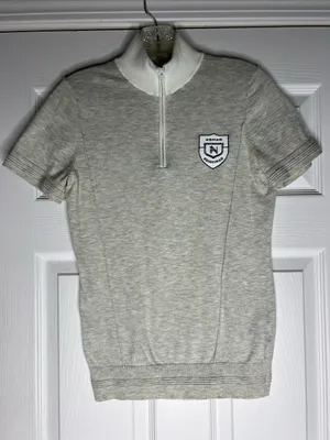Asmar Equestrian, Women's Grey Short-Sleeve Zip Polo with Contrast Collar thumbnail 1