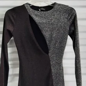 Naked Wardrobe Dress Womens XS Black Silver Metallic Formal Evening Gown Wedding thumbnail 9