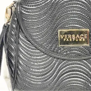 Versace Parfums Faux Leather Gold Tone‎ Black Strap Wristlet Clutch Purse thumbnail 3