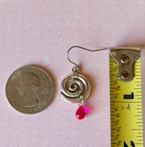 Handmade fairy whimsical boho style swirl spiral dangle earrings ⭐️🍃🌀 thumbnail 5