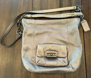 Coach Kristin Metallic Gold Pebbled Leather Hobo Bag Convertible Handbag thumbnail 1