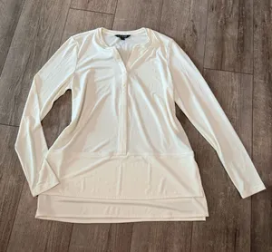 Lauren Ralph Lauren White Long-Sleeve Henley Top thumbnail 1