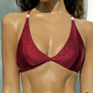 BERLOOK Burgundy Jacquard Backless Bikini Top ONLY 41 thumbnail 1