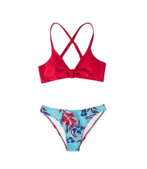 Cupshe Red and Floral Print Low-Waisted Bikini Set thumbnail 3
