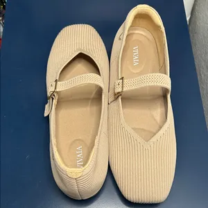Vivaia Women's Margot Mary Jane Lightweight Breathable Flats in Almond - US 8 thumbnail 4