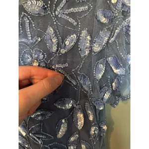 Adrianna Papell Dusty Blue Women's Floral-Beaded Gown thumbnail 8