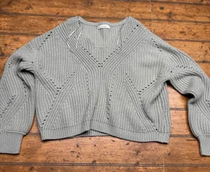 Moon & Madison Green Slouchy Cropped‎ Sweater Large ANTHROPOLOGIE thumbnail 1