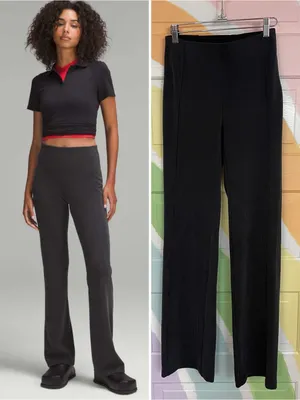 Lululemon Ribbed Softstreme Flare Leg Pants in Black Sz 4 🧡🎀 thumbnail 2