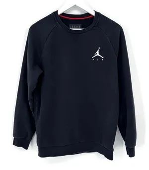 AIR JORDAN Brooklyn Fleece Crew‎ Sweatshirt Black Small thumbnail 1