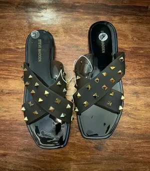 Steve Madden Tace Studded Jelly Slide Sandals Black Gold thumbnail 1