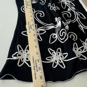 Vintage‎ 80s Style Black Silver Floral Soutache Embroidery Short Sleeve Blouse thumbnail 7