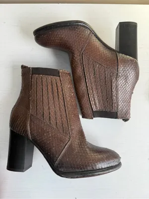 Firenze New Size 6 M 36 Brown Reptile Textured Leather Pointy Toe Boots Booties thumbnail 8