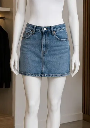 Levi's Womens Icon Skirt Denim Mini Button Fly Blue 26 thumbnail 1