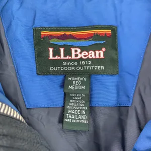 L.L. Bean Jacket Womens M Blue Nylon Winter Hooded Insulated Quilted Zip‎ Logo thumbnail 7