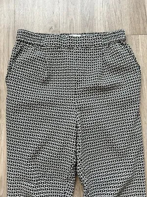 Anthropologie Larkin Jacquard Trouser Pants in Black Motif Size S thumbnail 4