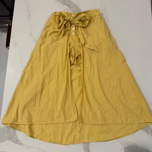 Free People Diggin This Skort High Rise Shorts Midi Skirt Women’s Small Yellow thumbnail 3
