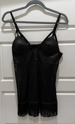 Seduction by Fredricks of Hollywood Black Sheer Fringe Nightie Lingerie Dress thumbnail 1