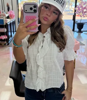 Madewell White Ruffle Blouse thumbnail 1