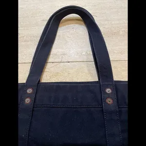 Polo Ralph‎ Lauren Tote Bag Blue Canvas Denim Pony & Flag Embroidery 20x15x6” thumbnail 2