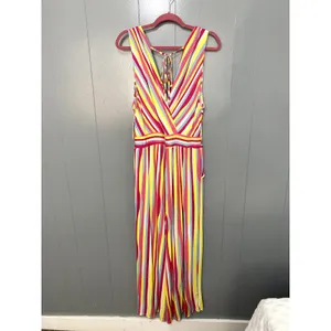 NEW Torrid Colorful Stripes Sleeveless Super Soft Surplice Jumpsuit 1X thumbnail 6