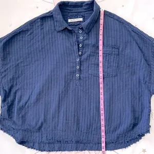 We The Free Ava Oversized Button Front Collared Short Sleeve Top Shaded Lake XS thumbnail 8
