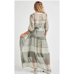 $228 Splendid Chance Printed Drop Waist Maxi‎ Dress, Light Green Size XS No Belt thumbnail 2