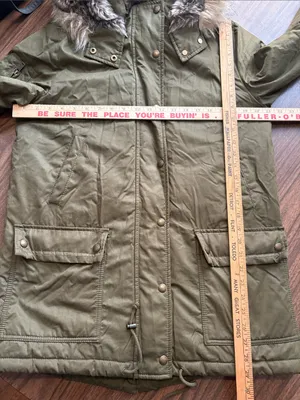 Banana Republic Small Olive Green Faux-Fur Hooded Puffer Parka Jacket Coat thumbnail 4