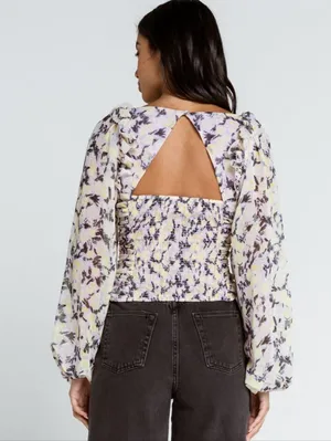 Free People Mabel Printed Blouse in Lilac Combo thumbnail 11
