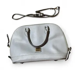 Dooney & Bourke Saffiano Leather Dome Satchel‎ Light Grey Crossbody Bag thumbnail 1