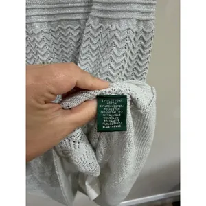 Lauren Ralph Lauren Silver Metallic Knit Pointelle Fit & Flare Festive Dress L thumbnail 7