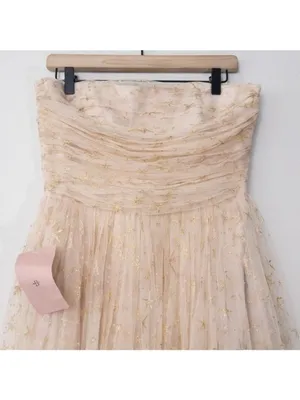 NWT BHLDN x Joanna August Brenda Star Strapless Midi Dress 8 Gold Bridal Tulle thumbnail 8