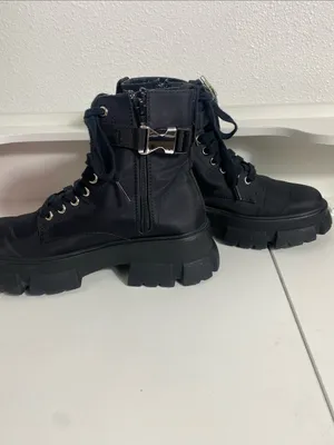 Steve Madden Black Combat Moto Boots with Lace-Up Front Size 8 thumbnail 5