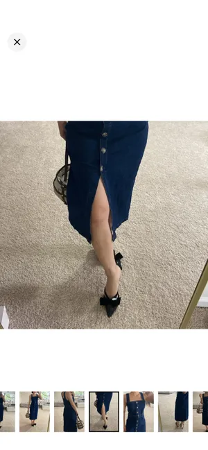 H&M dark denim midi dress. S thumbnail 4