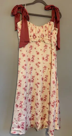 Francesca's Dress Floral White Pink thumbnail 1