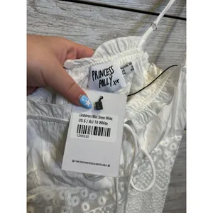 NWT Princess Polly Lindstrom Mini Dress White Lace Ruffle Summer US 6 thumbnail 5