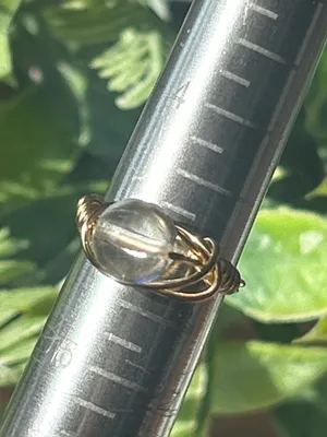 Handmade 💍 Handcrafted Gold-Tone Copper Wire Wrapped Aura Quartz Crystal Ring - size 5 thumbnail 4
