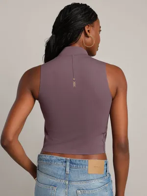 RHONE Revive Rib Zip Tank in Deep Mauve - Size M thumbnail 2