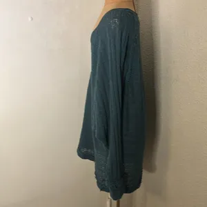Free People We The Free Thein Hacci Oversize Green Sweater M Boho Cozy Festival thumbnail 3
