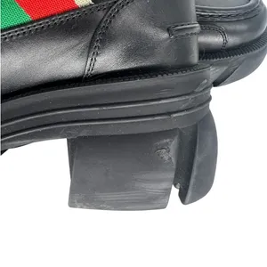 Gucci Romance‎ Web Stripe Lug Sole Leather Lace-Up Ankle Boot Black 38 thumbnail 13