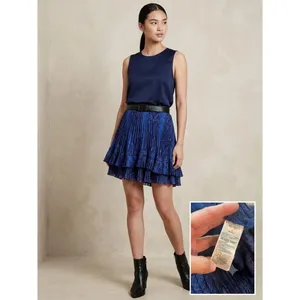 Banana Republic Blue Snake Print Asymmetrical Pleated‎ Mini Skirt 10 256778-01 thumbnail 2