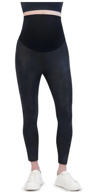 Time and Tru Black Maternity Faux-Leather Leggings thumbnail 1