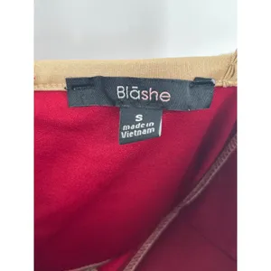BLASHE Bodycon Dress Sz Small Burgundy Tan Bustier Bandage Spaghetti Straps Sexy thumbnail 4