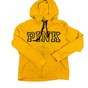 PINK Victoria's Secret Hoodie Women Large Yellow Full Zip Logo Sweatshirt thumbnail 11