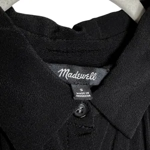 Madewell Central Drapey Button Front Dolman Shirt Size Small Black Preppy Office thumbnail 4
