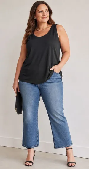 Eileen Fisher Woman 1X Black 100% Silk Scoop Neck Sleeveless Tank Top Blouse thumbnail 1