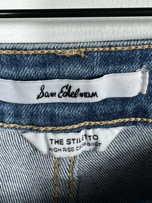 Sam Edelman The Stiletto High Rise Crop Boot Jeans Size 27 Medium Wash Raw Hem‎ thumbnail 11