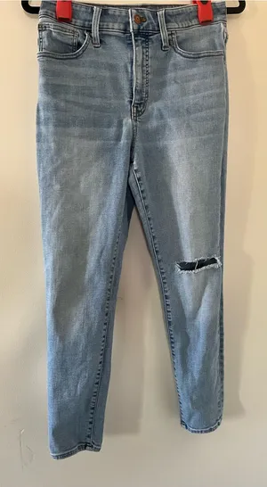 Madewell Curvy Roadtripper Jeans 29P Light Wash Blue Distressed Skinny High Rise thumbnail 1