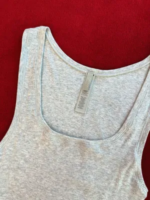 SKIMS cotton rib tank in light heather grey size XS thumbnail 2