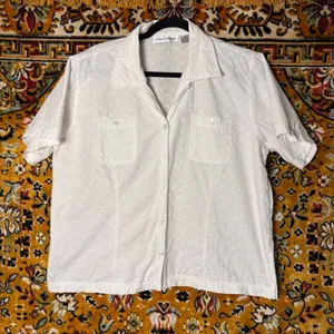 90s VTG Allyson Whitmore Raised Swiss Dot Embroidered White Shirt XL 100% Cotton thumbnail 2